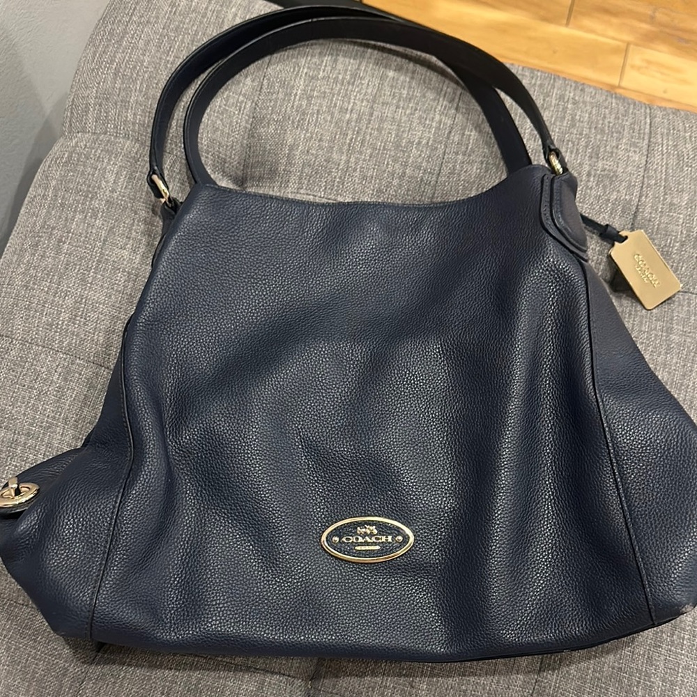 Coach Navy Leather Shoulder Bag